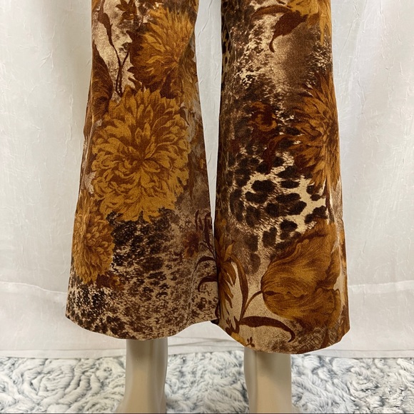 🍂 ✨HOST PICK✨ VTG Velvet Classiques Entier Pants Boot Cut Brown Floral Leopard - Picture 14 of 16